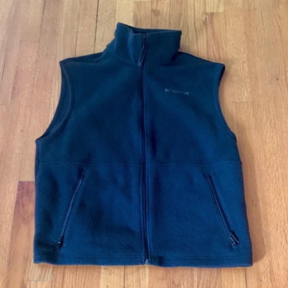 Columbia Black Zip Up Fleece Vest Size Large